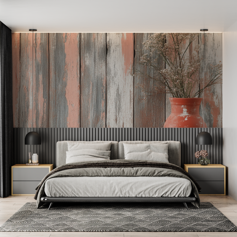 Driftwood Effect Terracotta Wallpaper | Murals Wallpaper