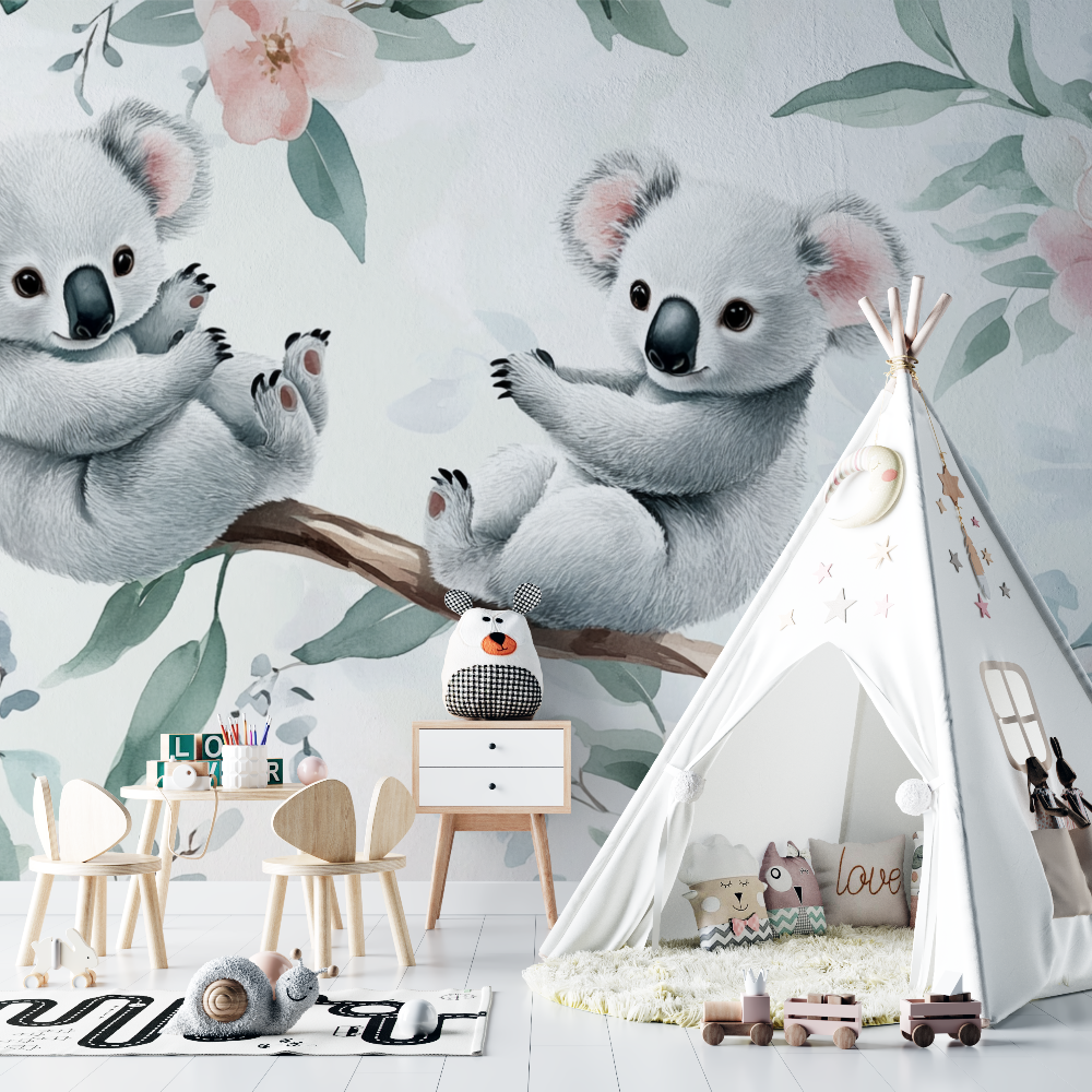 Koala and Milk Drops Wallpaper | Murals Wallpaper