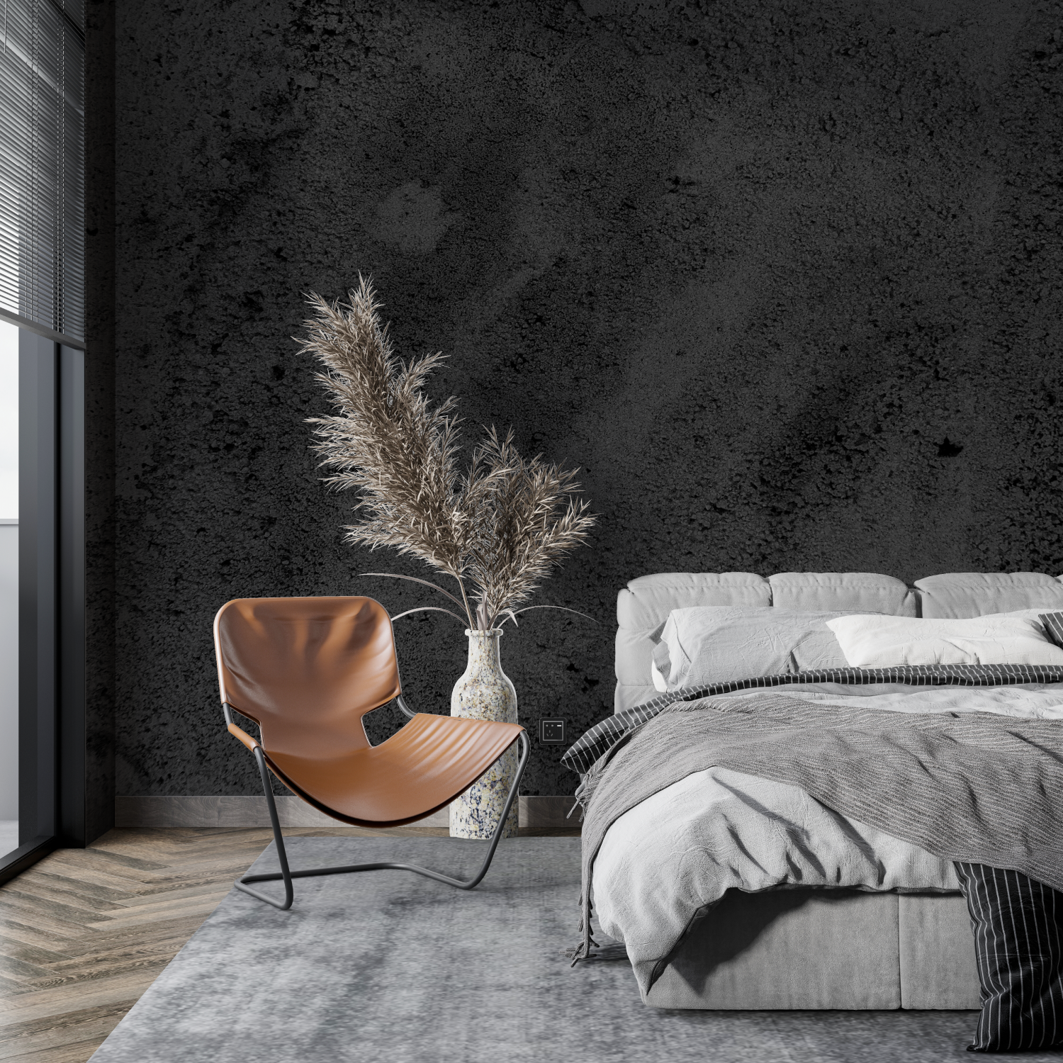 Black Concrete Effect Wallpaper | Murals Wallpaper