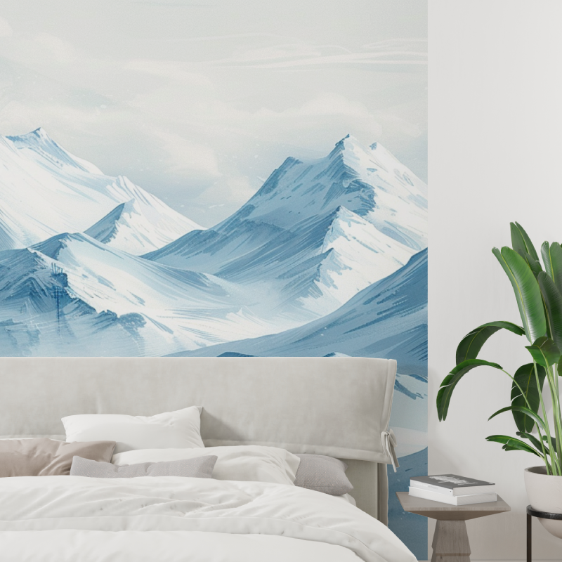 Mountain Skiers Blue Wallpaper | Murals Wallpaper