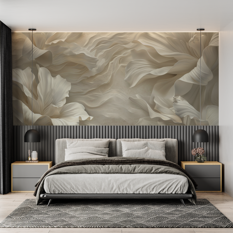 White Flower 3D Wallpaper | Murals Wallpaper