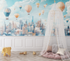 Hot Air Balloon and Stylized Urban Landscapes Wallpaper | Murals Wallpaper