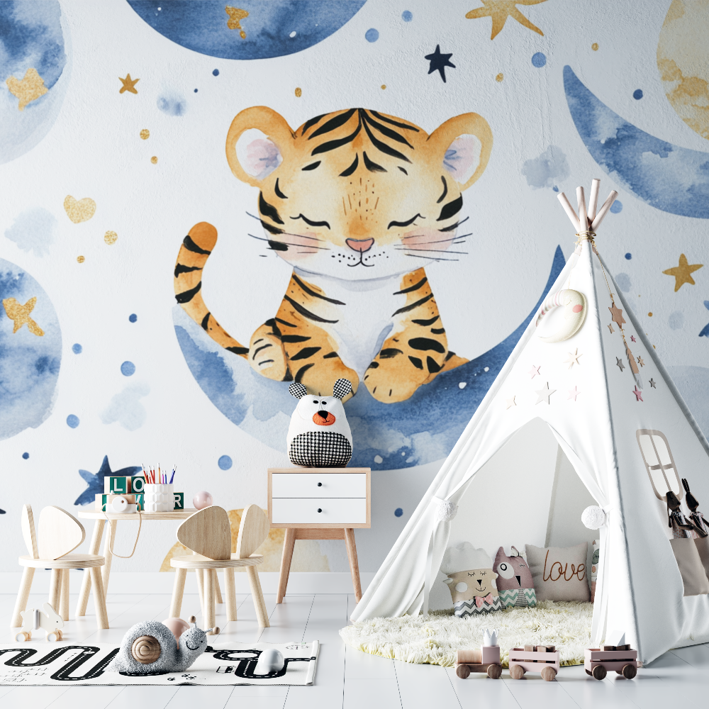 Tiger and Moon Wallpaper | Murals Wallpaper