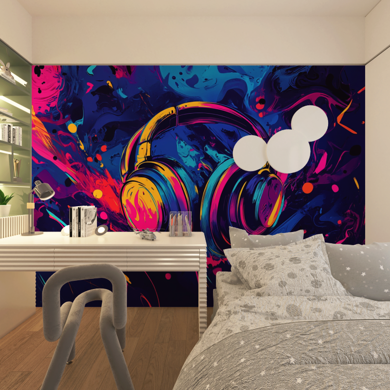 Teen Color Headphones Wallpaper | Murals Wallpaper