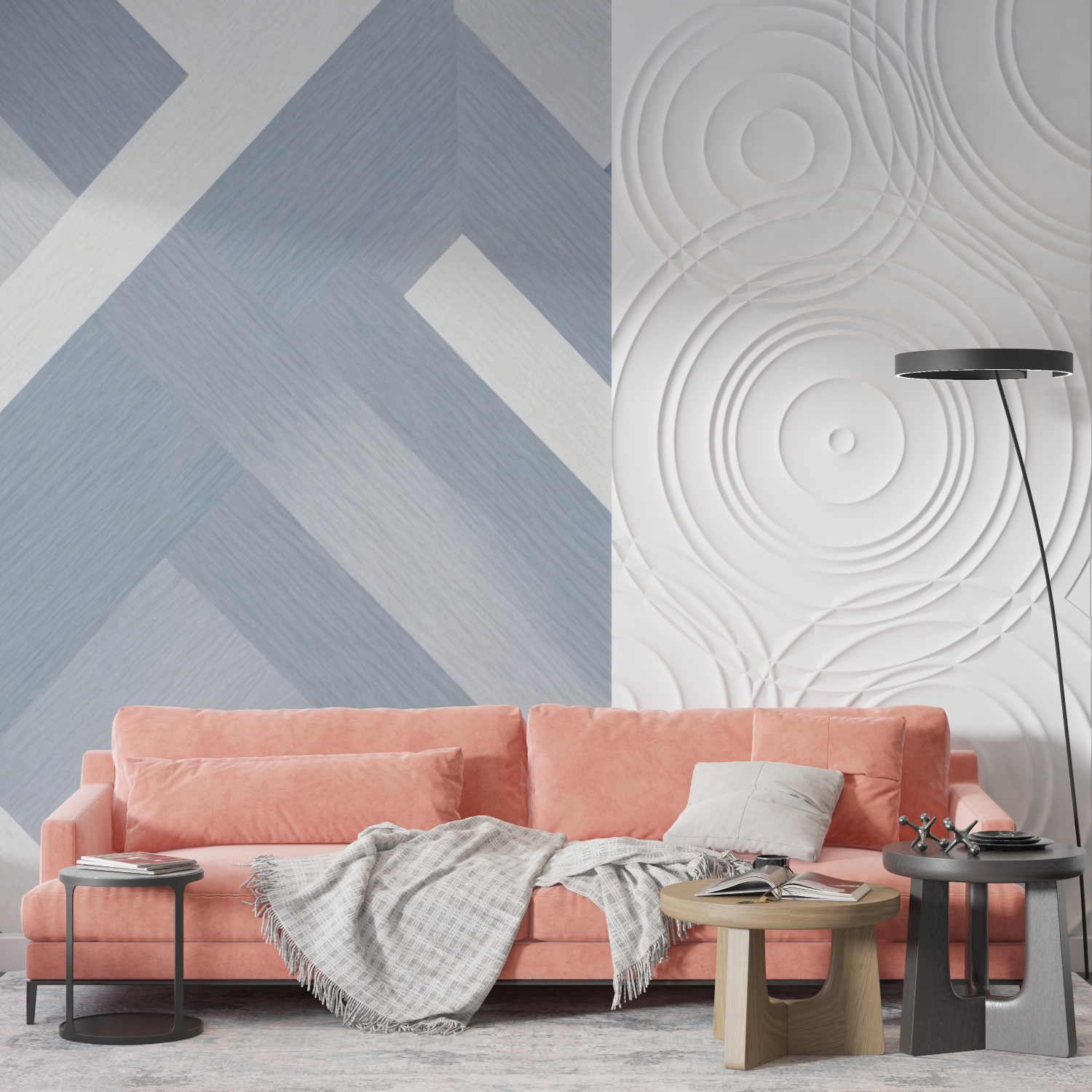 Gray and Blue Mosaic Wallpaper | Murals Wallpaper