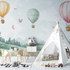 Hot Air Balloon and Countryside Wallpaper | Murals Wallpaper