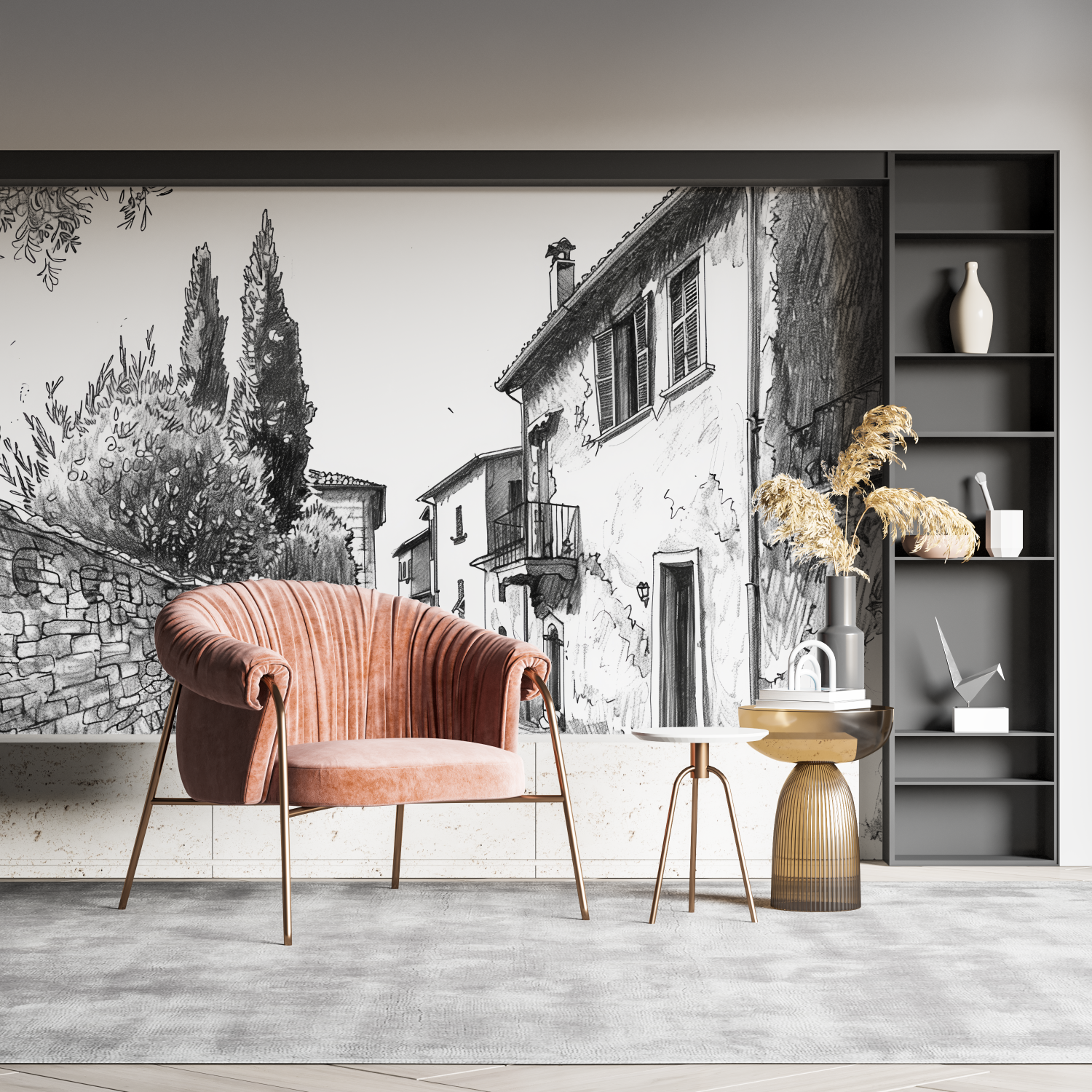 Papier Peint Panoramique Italien Noir Et Blanc – Panorama-Wandbild