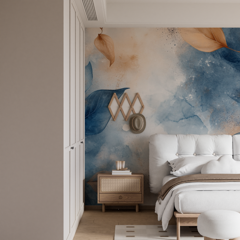 Watercolor Wallpaper Digital Illustration of Leaves | Murals Wallpaper