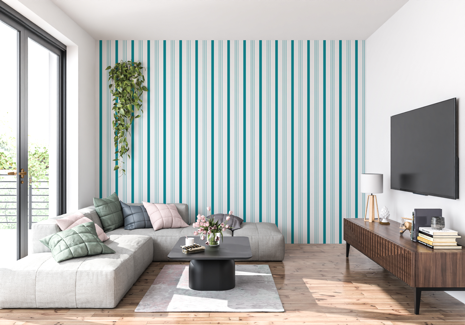 Blue Striped Wallpaper | Murals Wallpaper