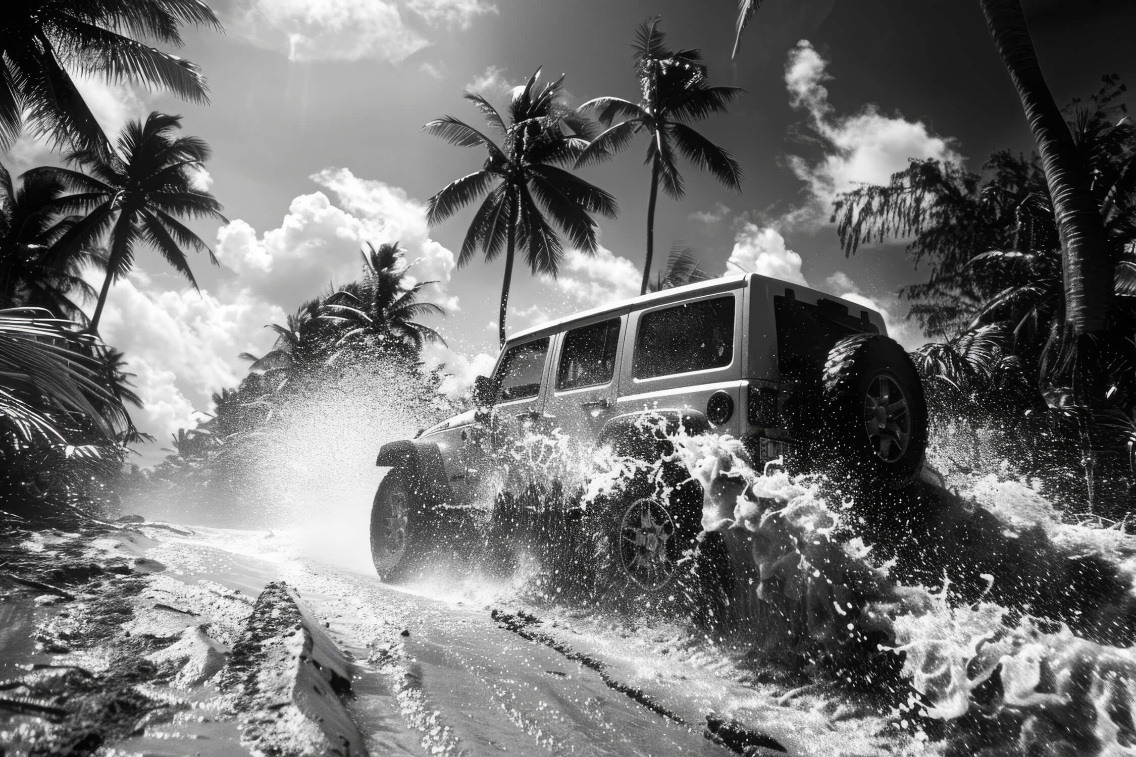Black and White Miami Rally Wallpaper | Murals Wallpaper