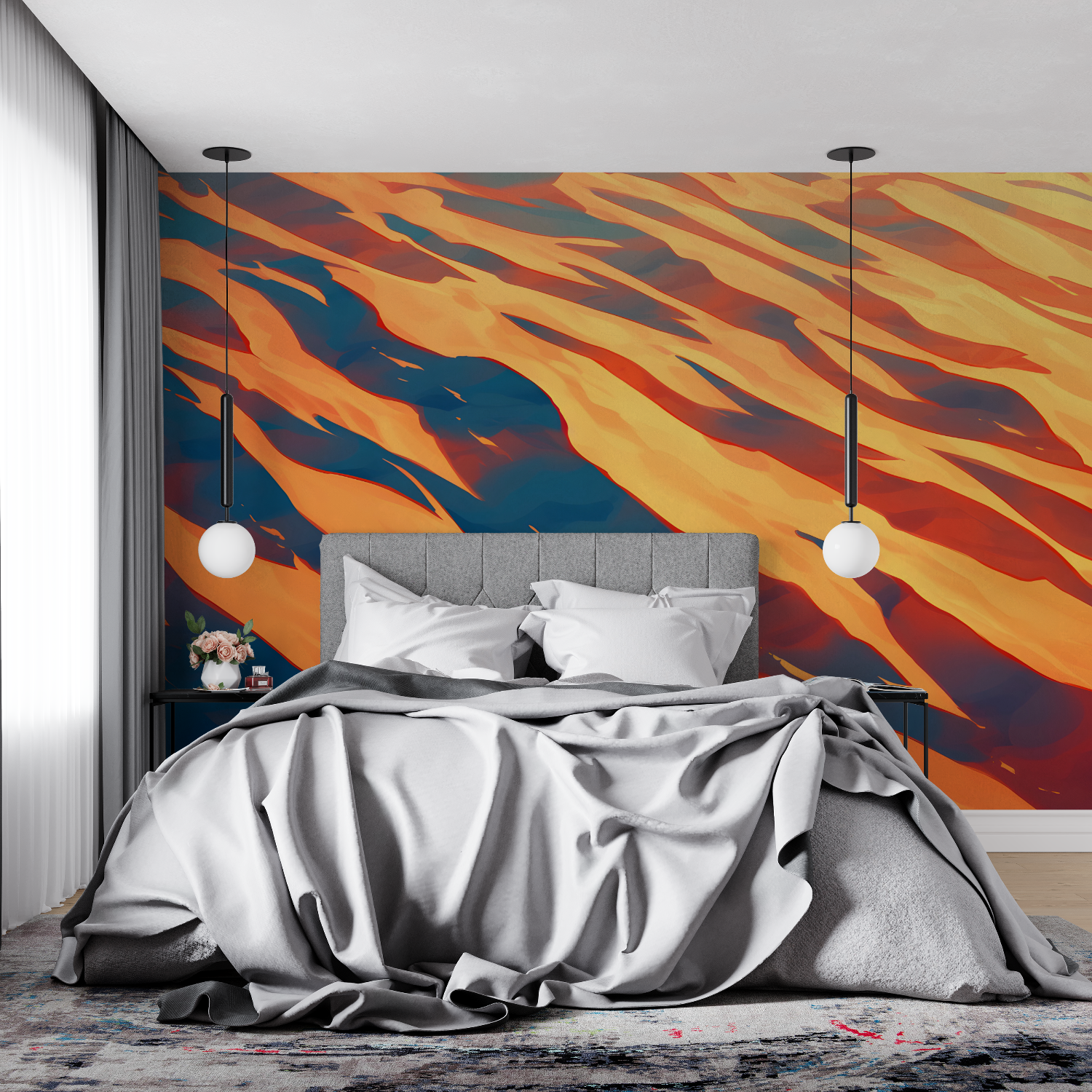 Abstract Orange and Blue Wallpaper | Murals Wallpaper