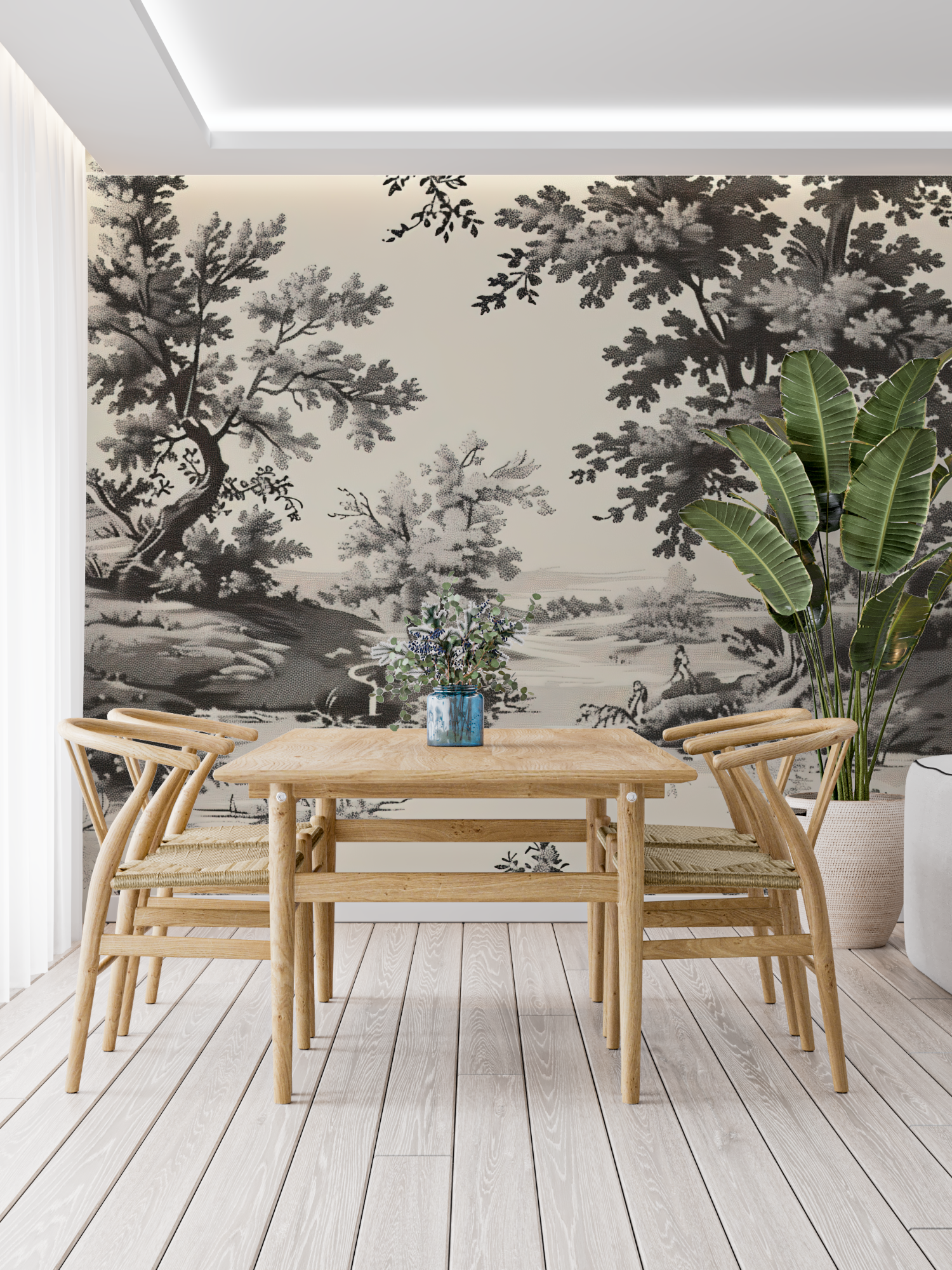 Gray and White Toile Wallpaper | Murals Wallpaper