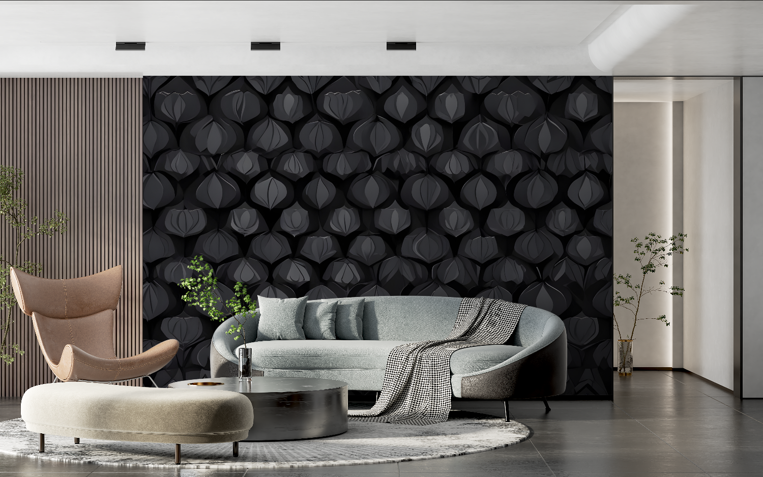 Patterned Black Wallpaper | Murals Wallpaper