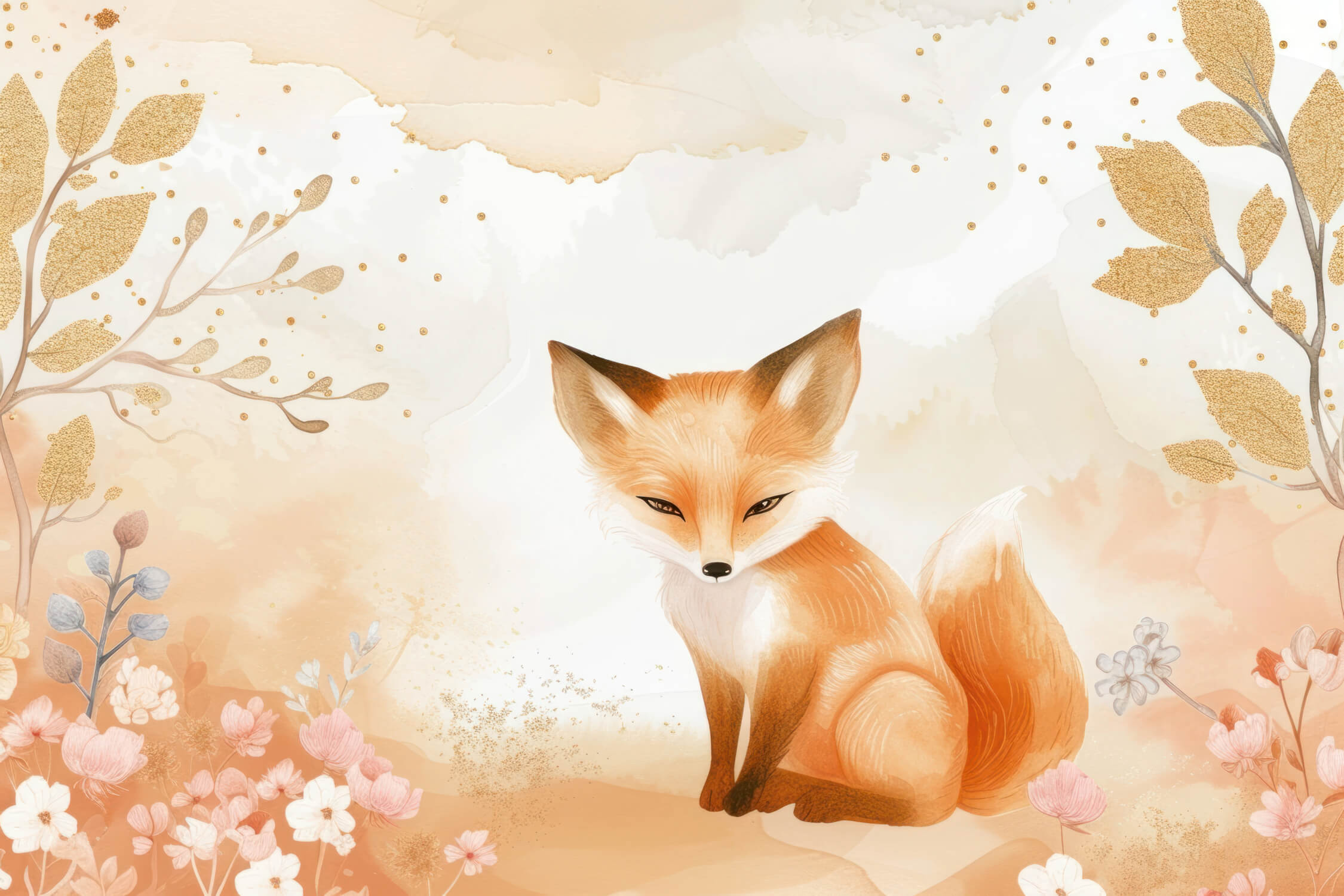 Floral Fox Wallpaper Mural | Murals Wallpaper