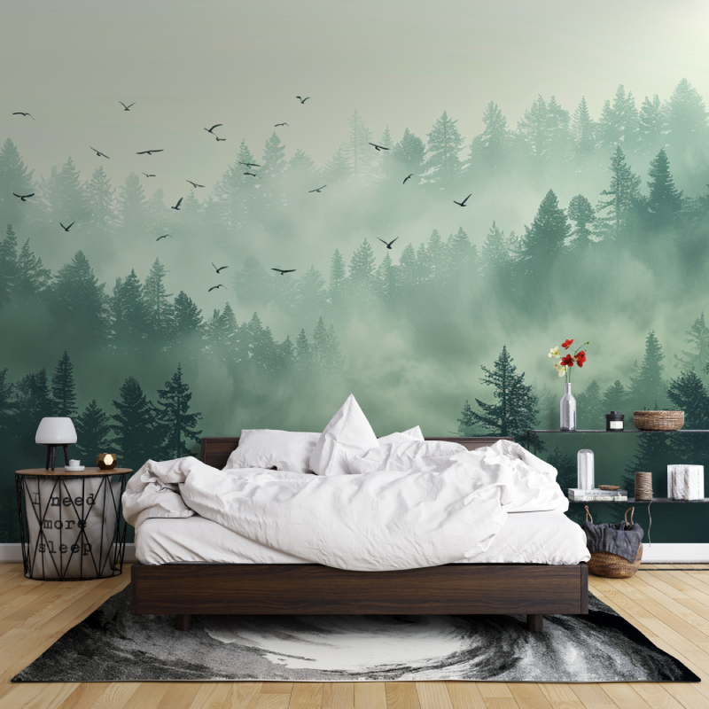 Morning Mist Forest Wallpaper | Murals Wallpaper