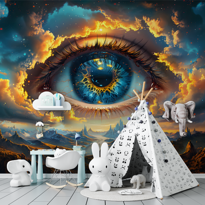 3D Space Living Room Wallpaper | Murals Wallpaper