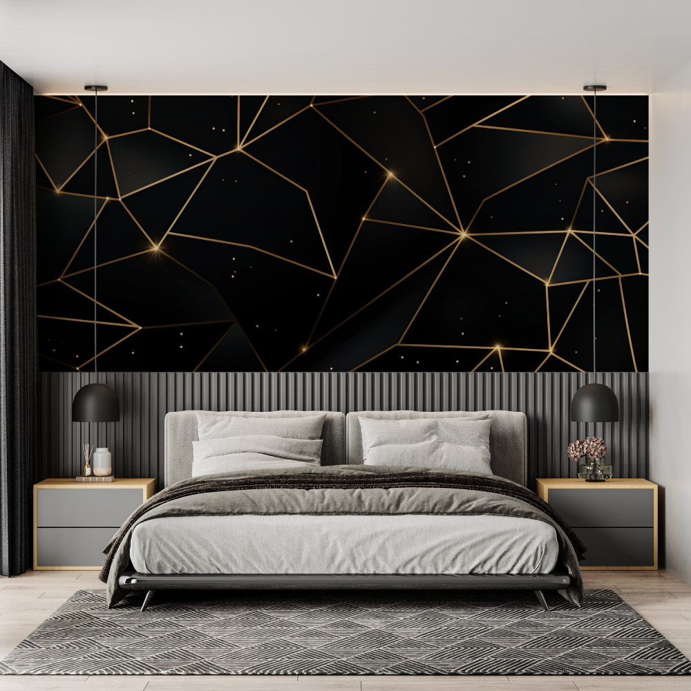 Black and Gold Geometric Wallpaper | Murals Wallpaper