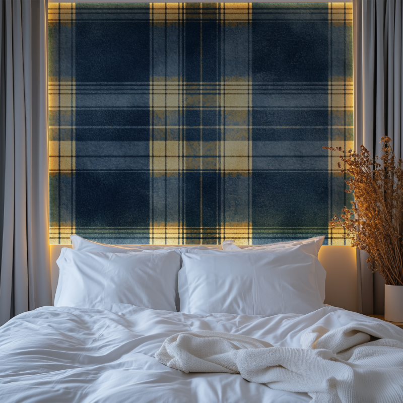 Vintage Blue Yellow Tartan Wallpaper | Murals Wallpaper