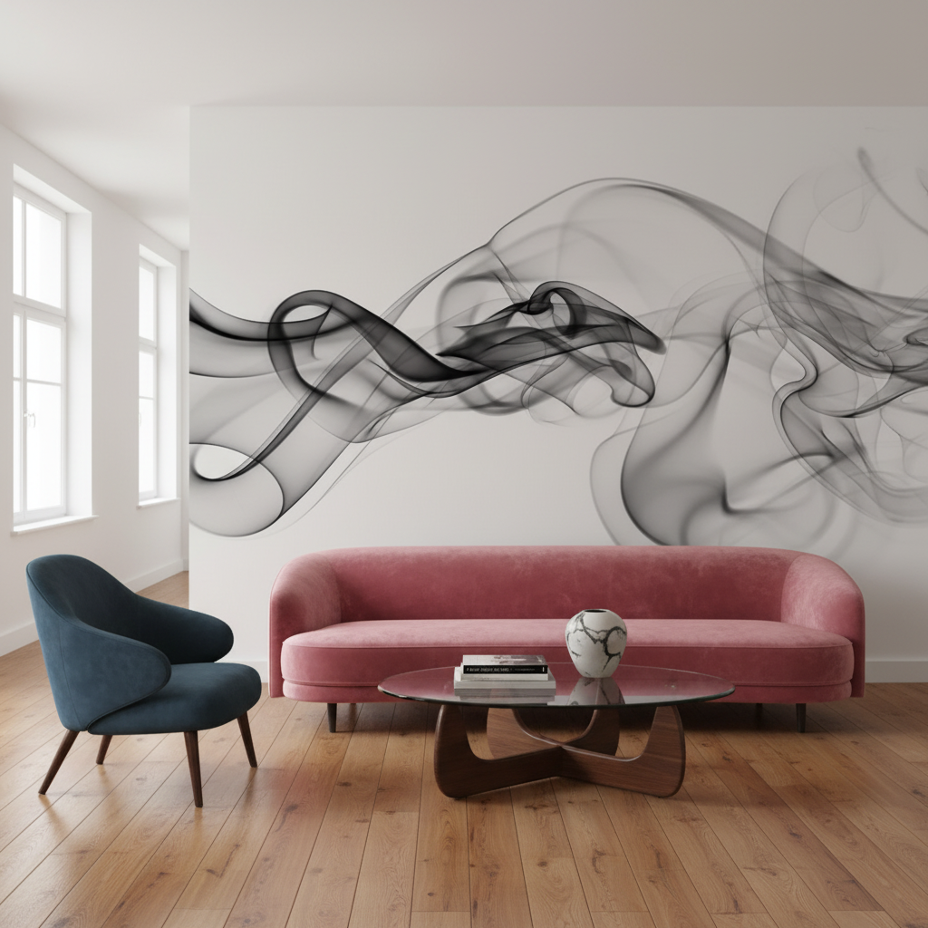 Mural Black and White Abstract Wallpaper