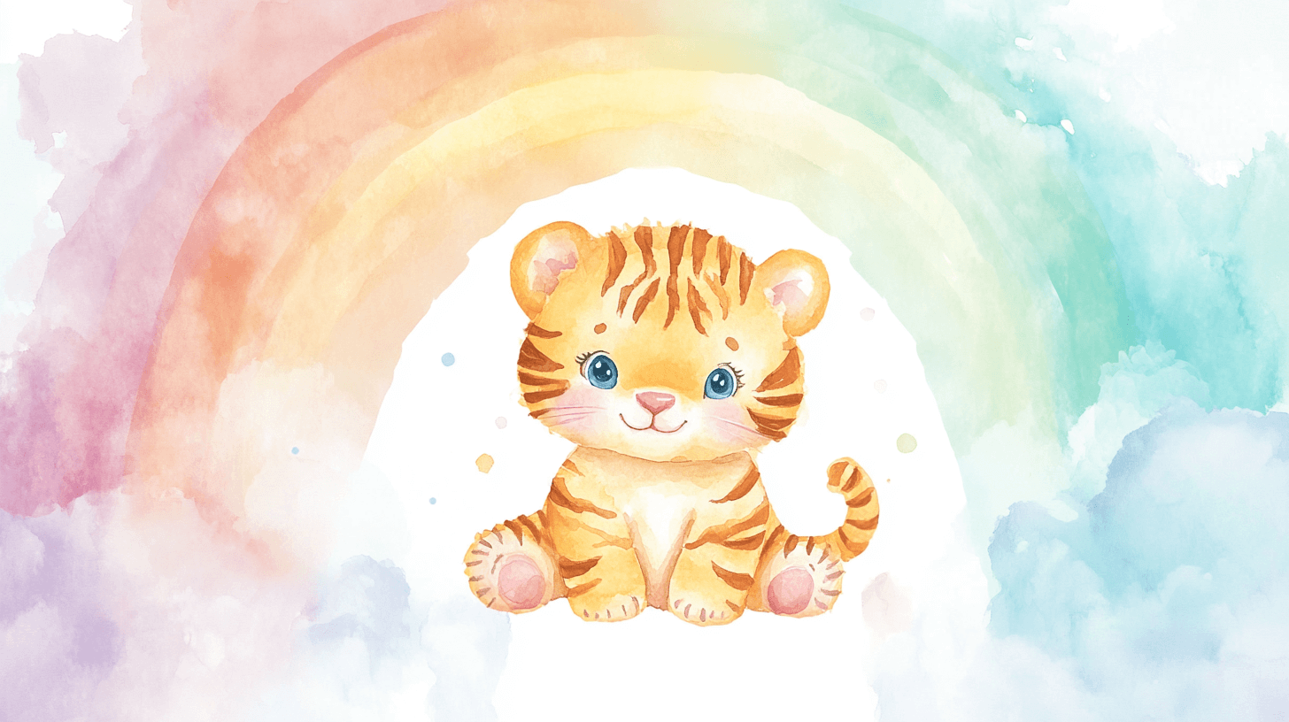 Papier Peint Tigre Arc-En-Ciel