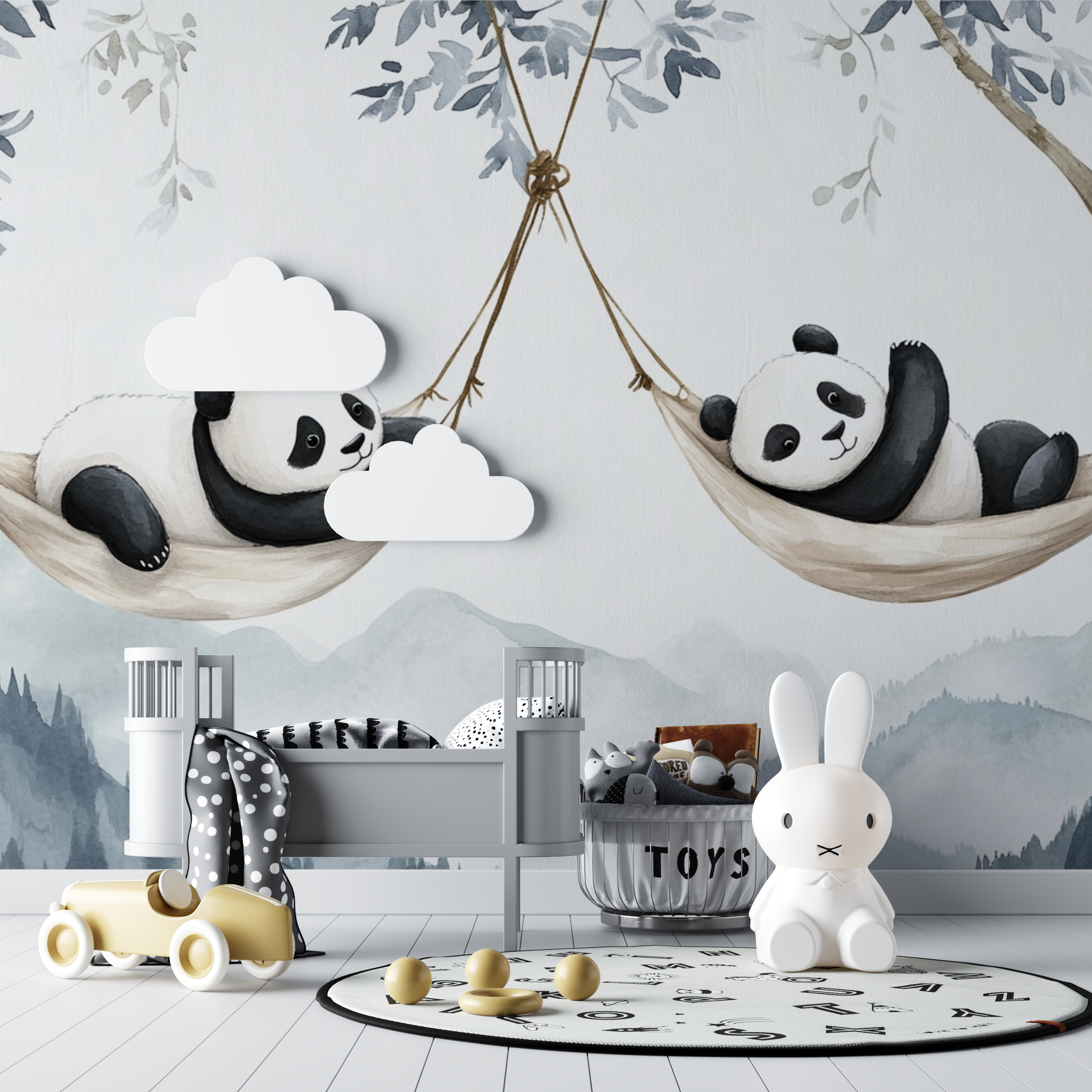 Blue Panda Wallpaper with Hammock | Murals Wallpaper