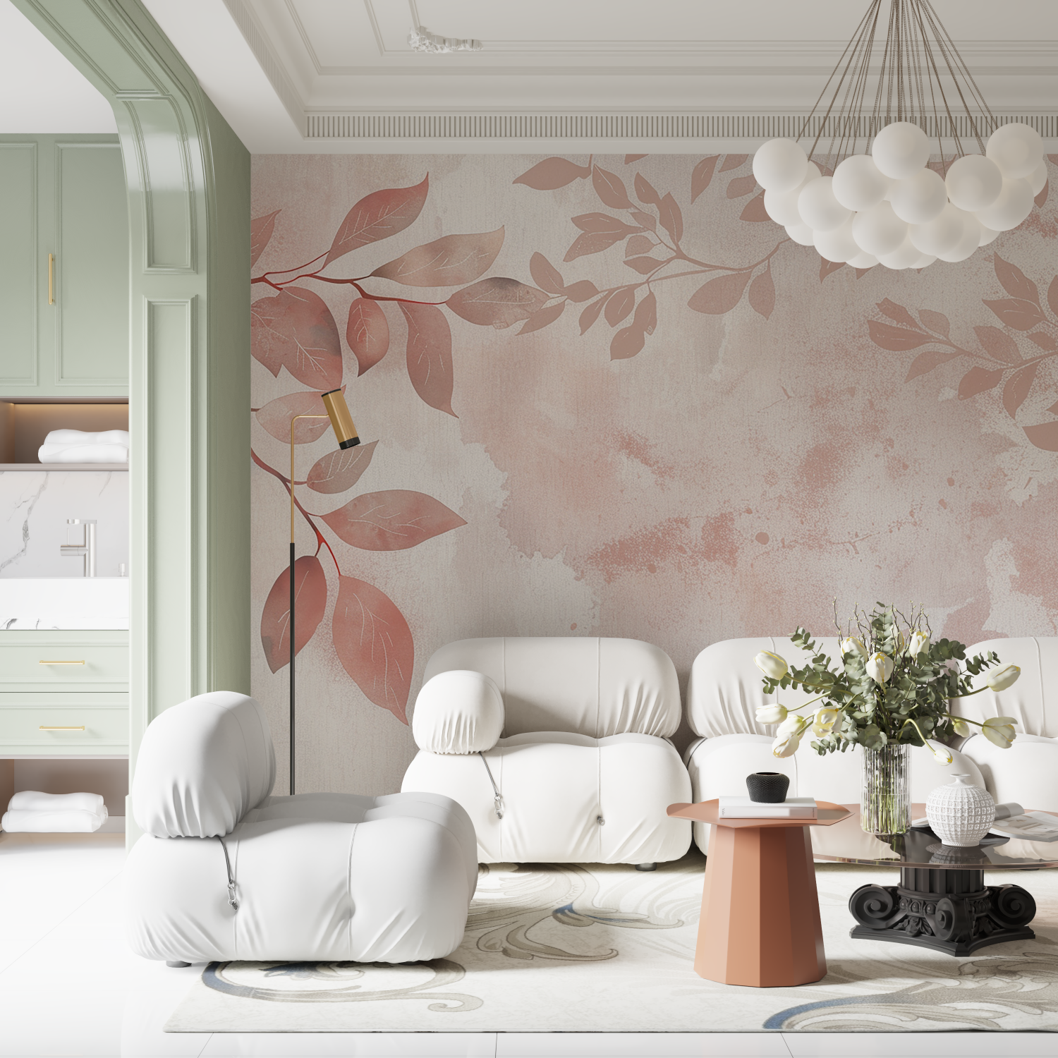 Powder Pink and Gray Wallpaper | Murals Wallpaper