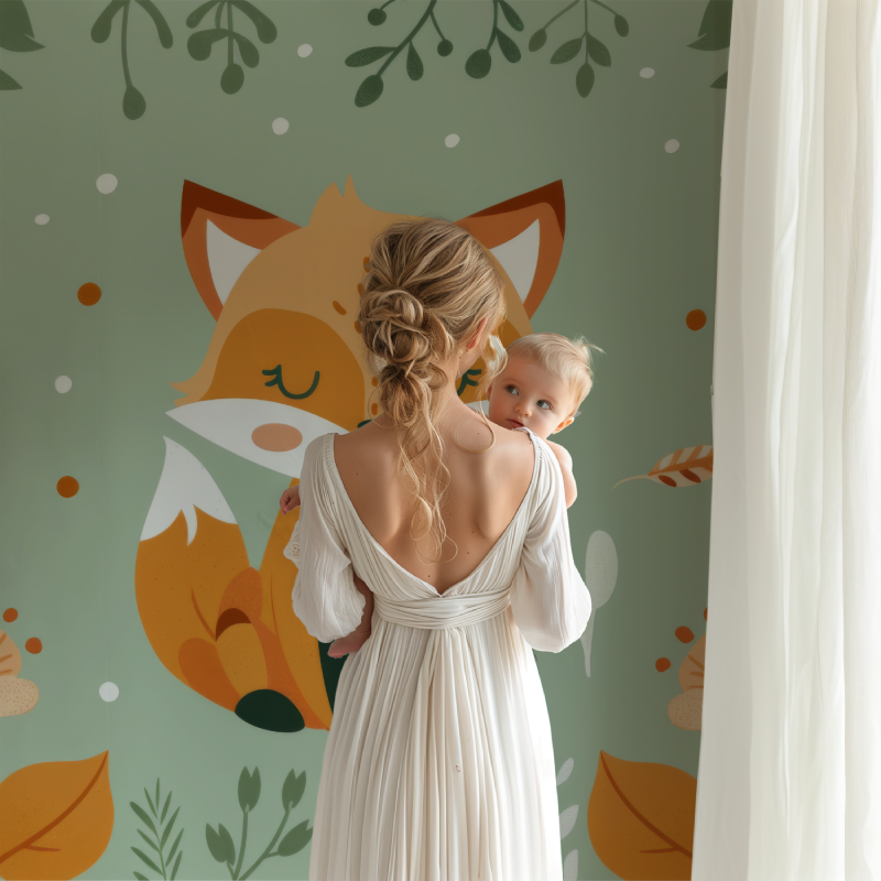 Fox and Tropical Foliage Wallpaper | Murals Wallpaper