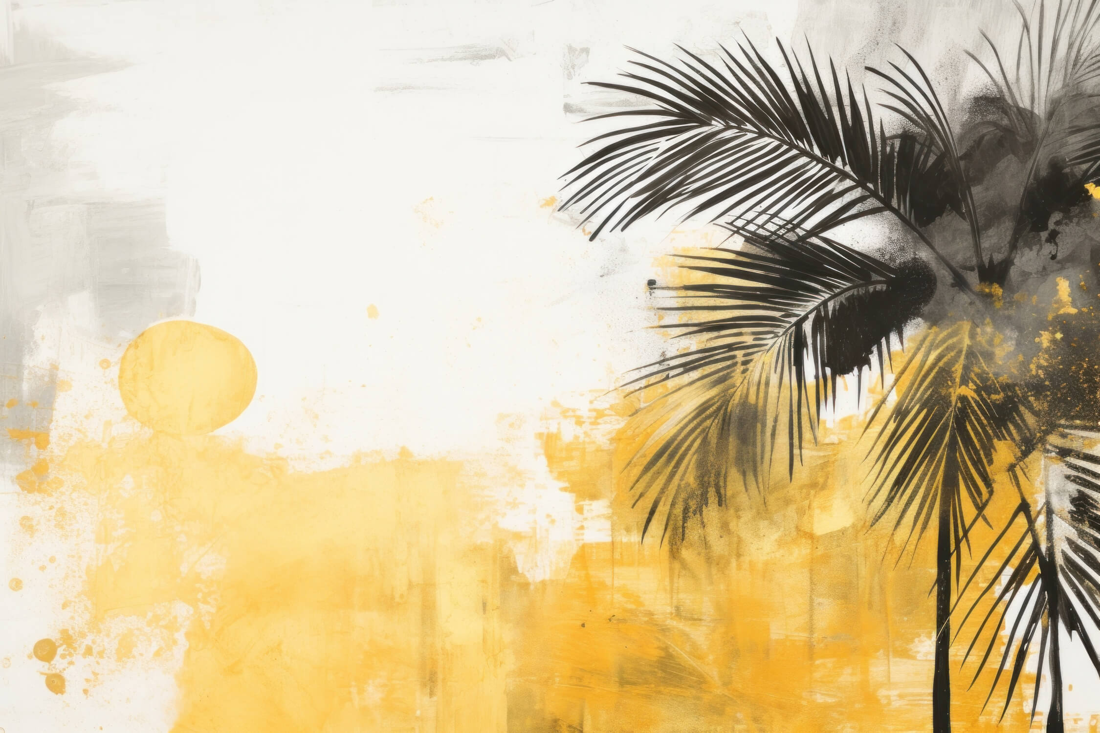 Yellow and Gray Tropical Wallpaper | Murals Wallpaper