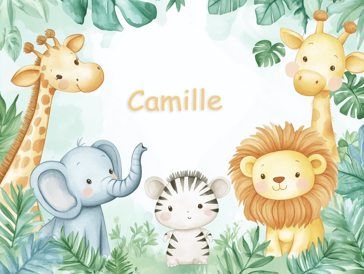 Watercolor Animals Name Wallpaper | Murals Wallpaper
