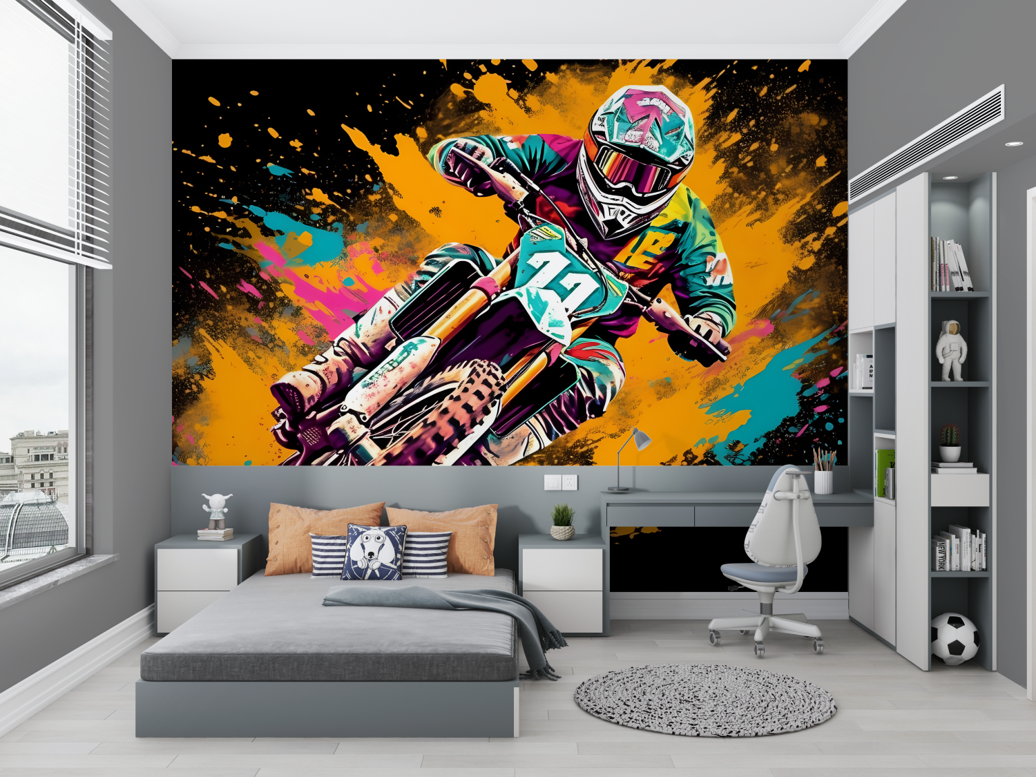 Tapete Graffiti-Motocross-Zimmer klein