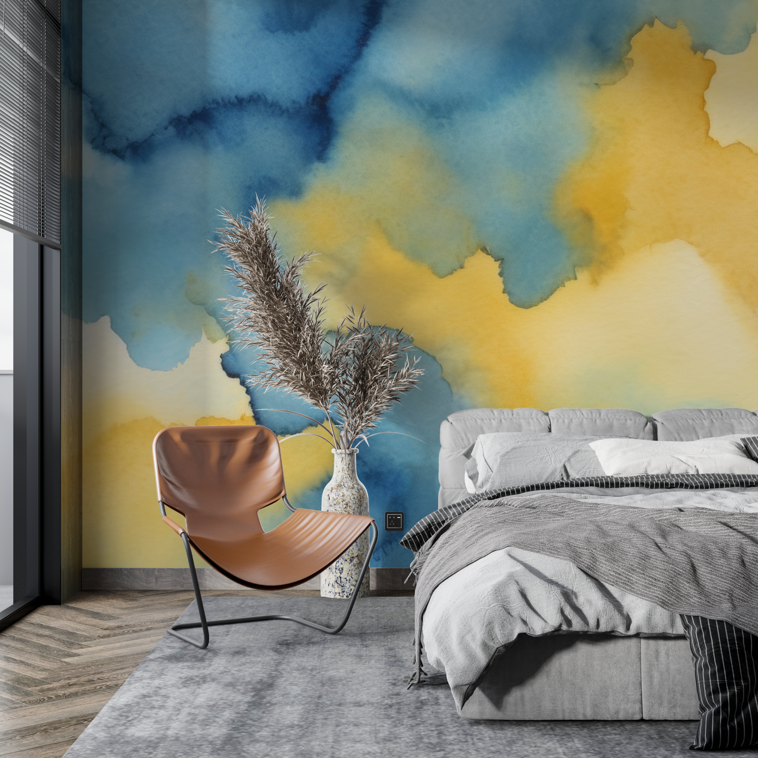 Mustard Yellow and Teal Wallpaper | Murals Wallpaper