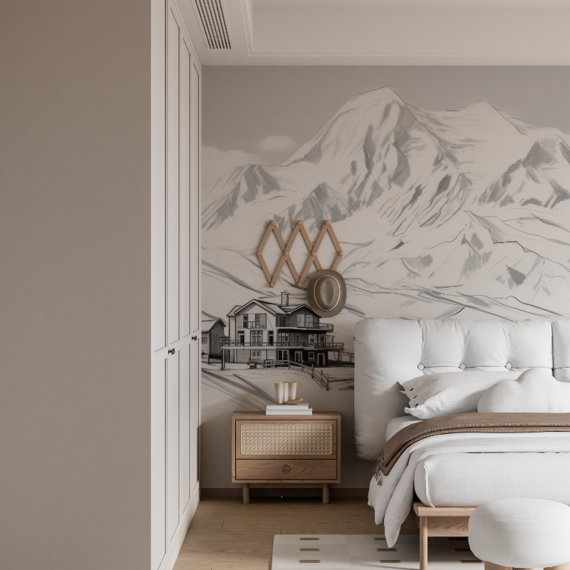 Black and White Chalet Design Wallpaper | Murals Wallpaper