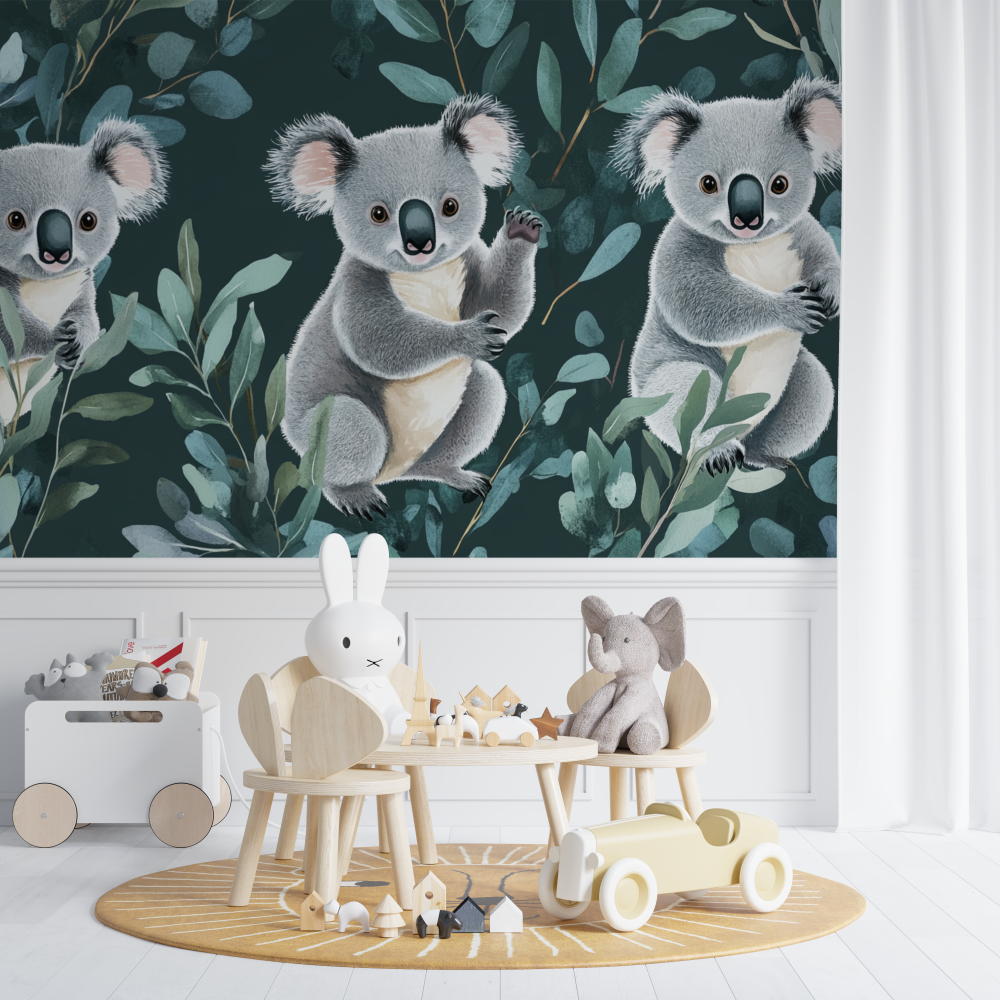 Koala Wallpaper in a Leaf Dance | Murals Wallpaper