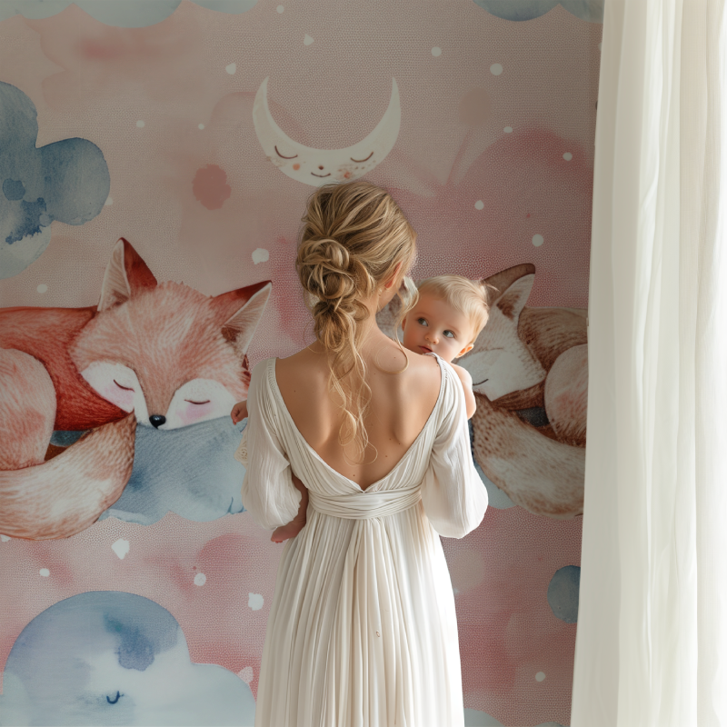 Fox Balloon Pink Wallpaper | Murals Wallpaper