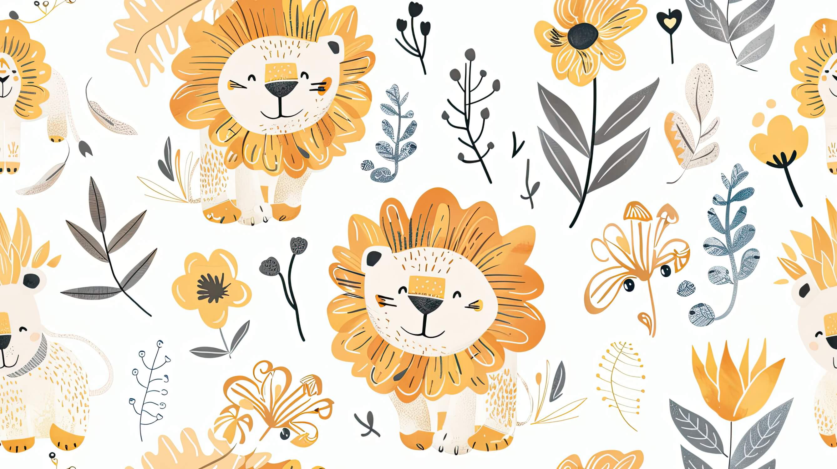 Bohemian Lion and Feathers Wallpaper | Murals Wallpaper