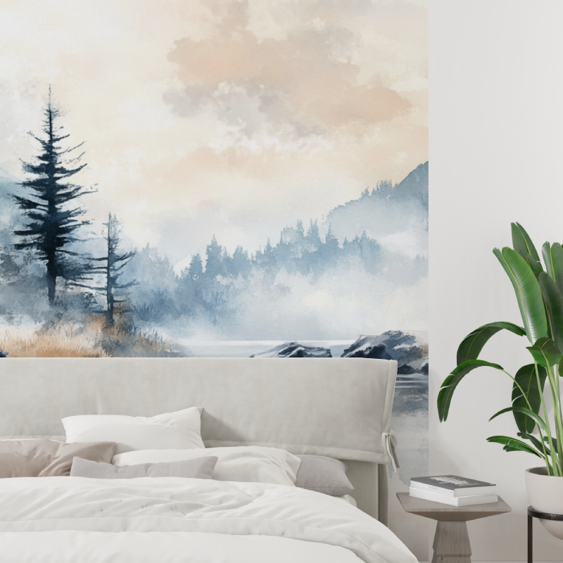 Aquarell Winterlandschaft Tapete Wandbekleidung Trend