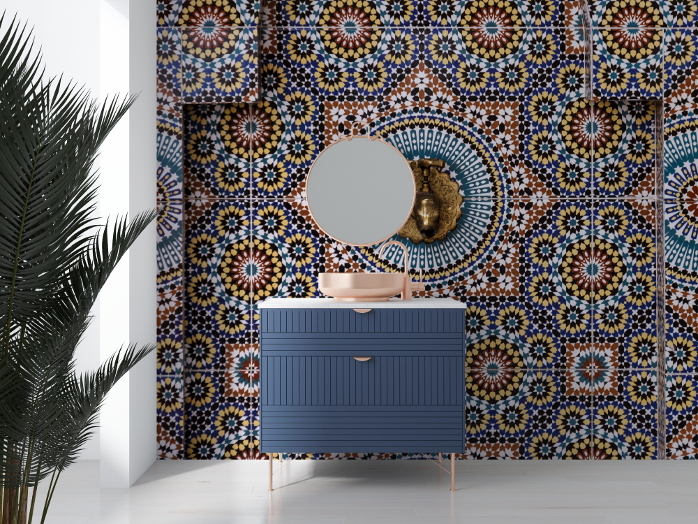Tile Effect Wallpaper for Bathroom | Murals Wallpaper