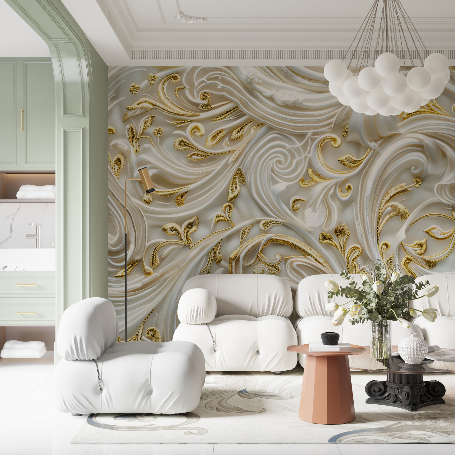 3D Gold Wallpaper | Murals Wallpaper