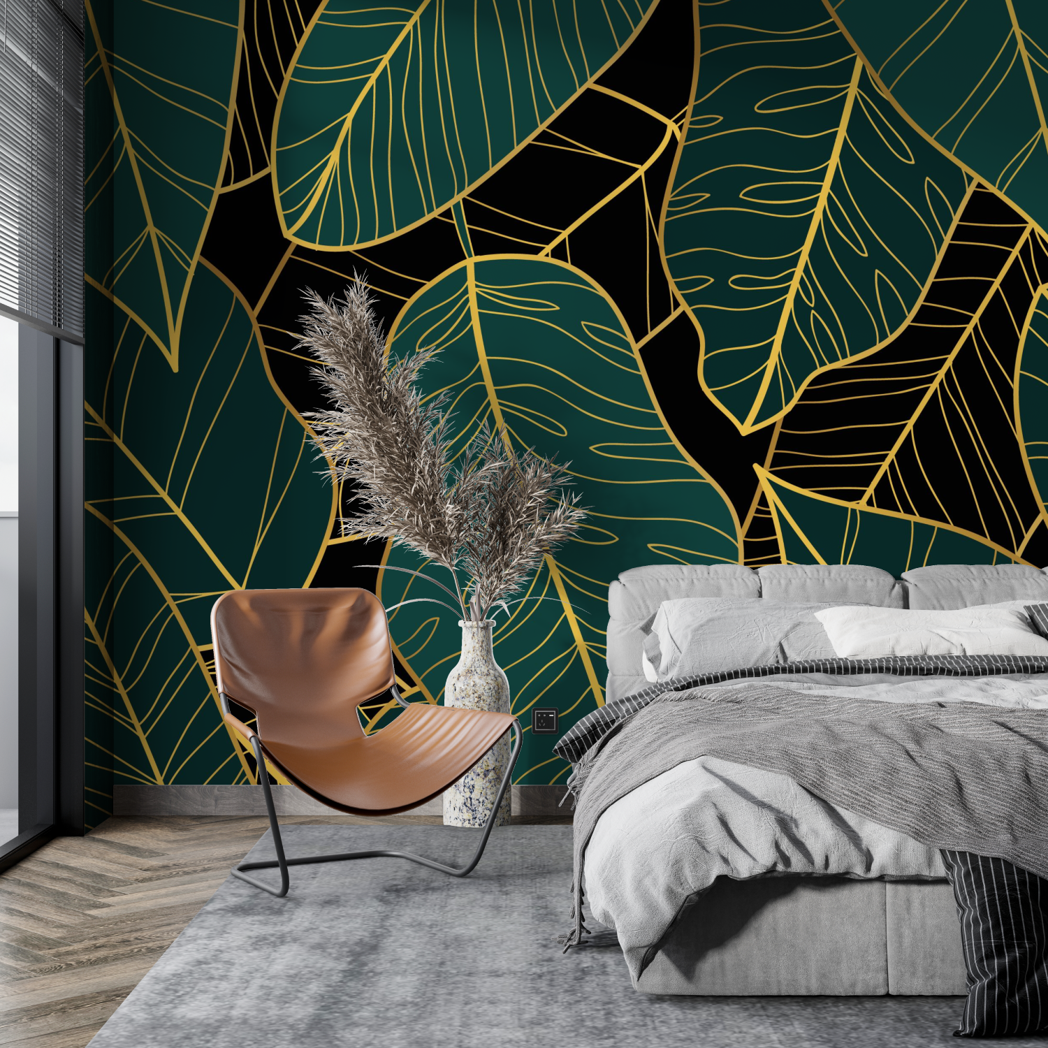 Dark Green and Gold Wallpaper | Murals Wallpaper
