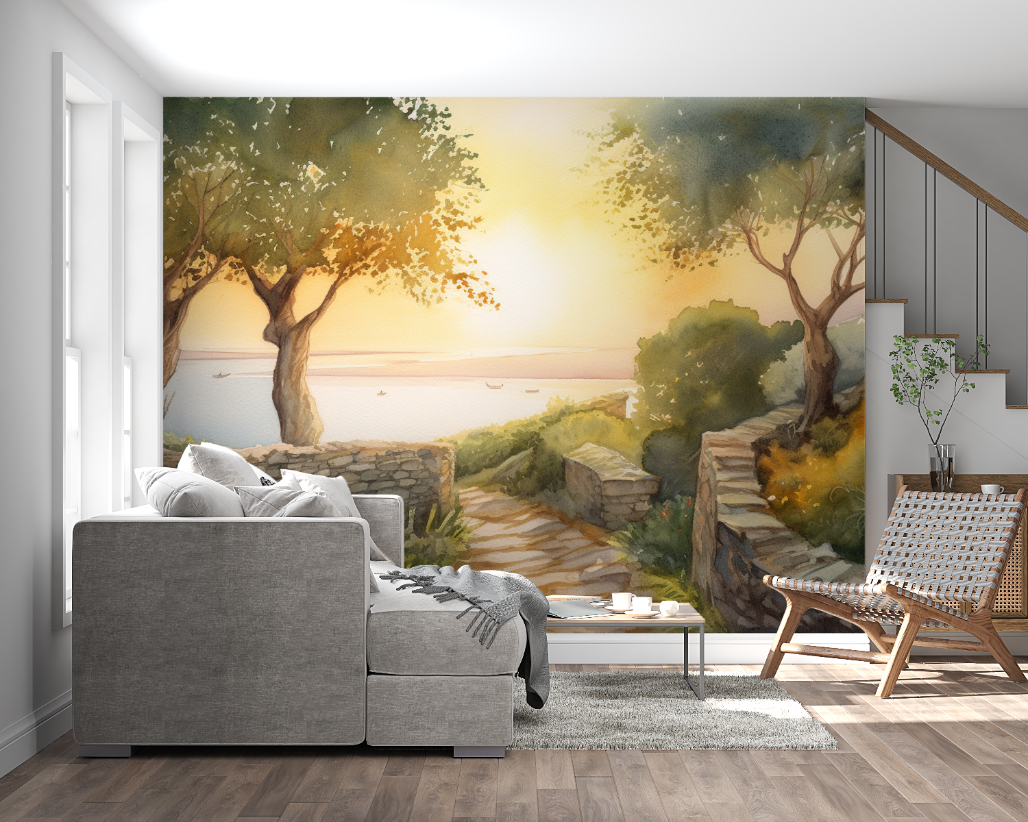 Mediterranean Watercolor Wallpaper | Murals Wallpaper