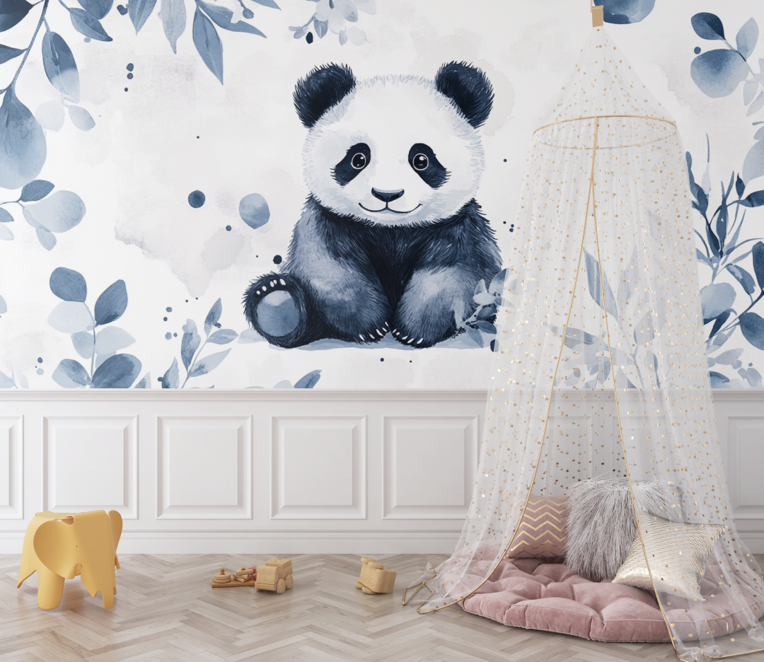 Panda Wallpaper with Minimalist Patterns | Murals Wallpaper