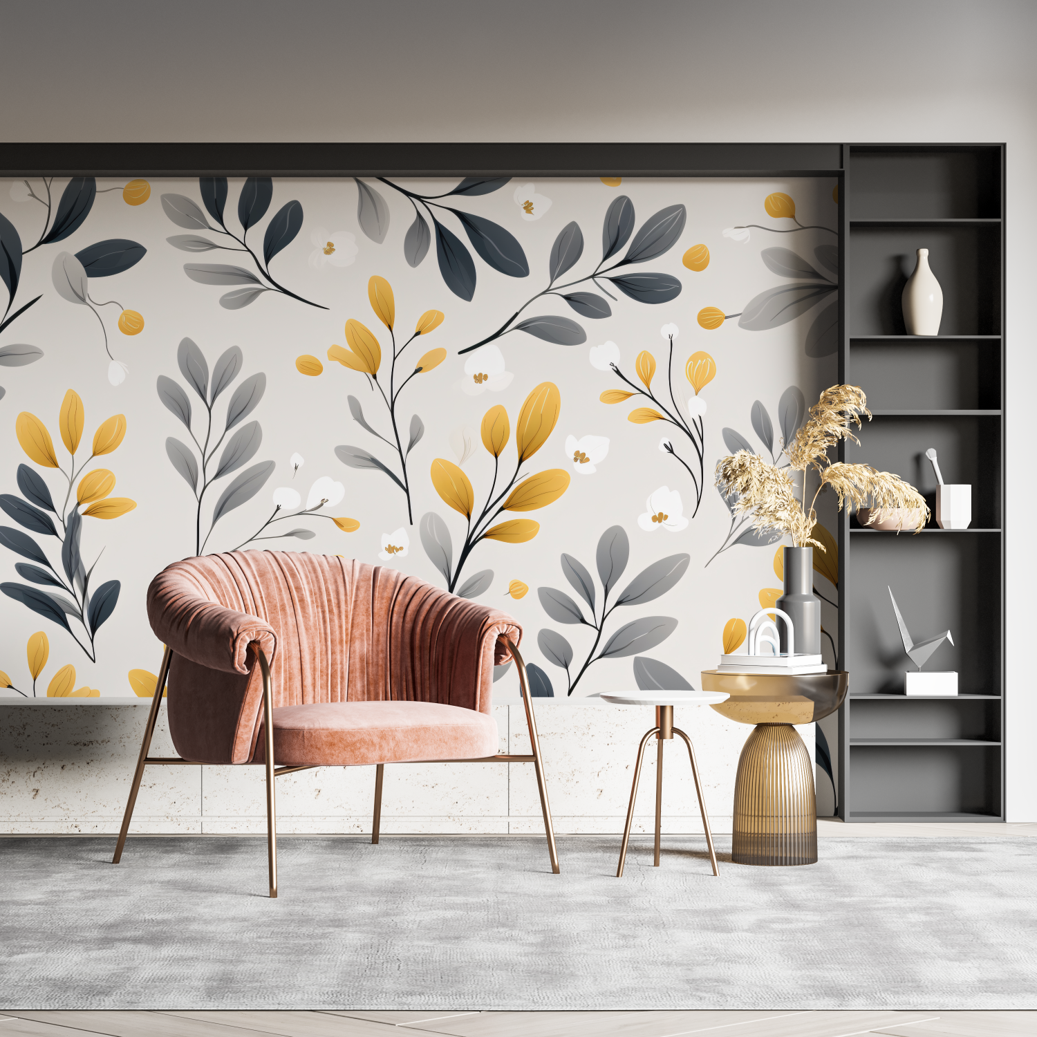 Gray and Mustard Yellow Wallpaper | Murals Wallpaper