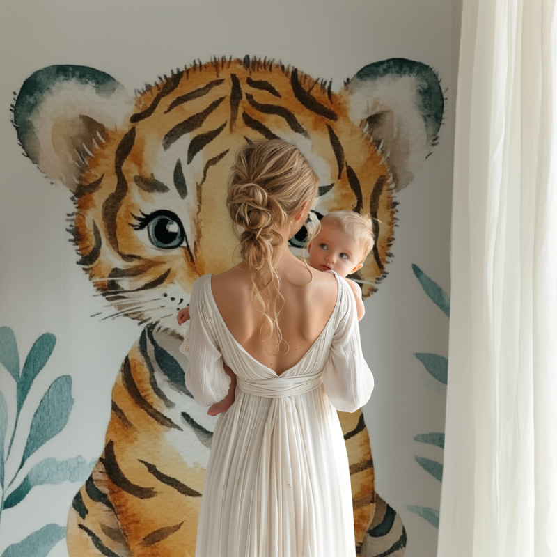 Tiger Wallpaper with Minimalist Patterns | Murals Wallpaper