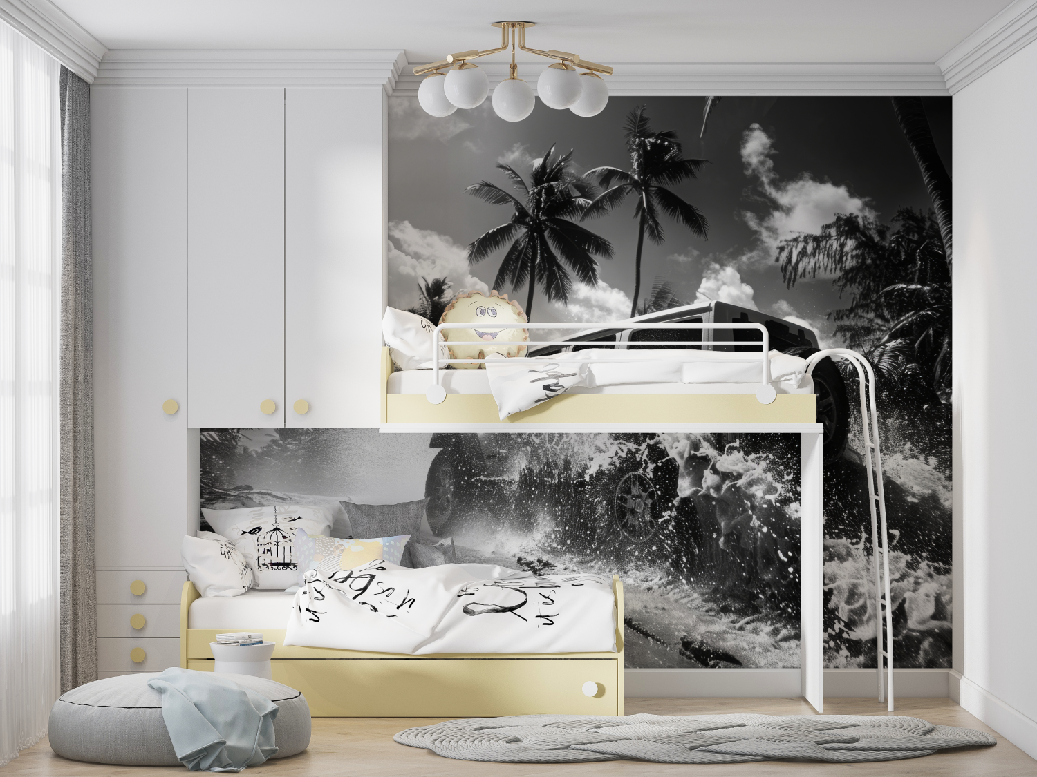 Black and White Miami Rally Wallpaper | Murals Wallpaper
