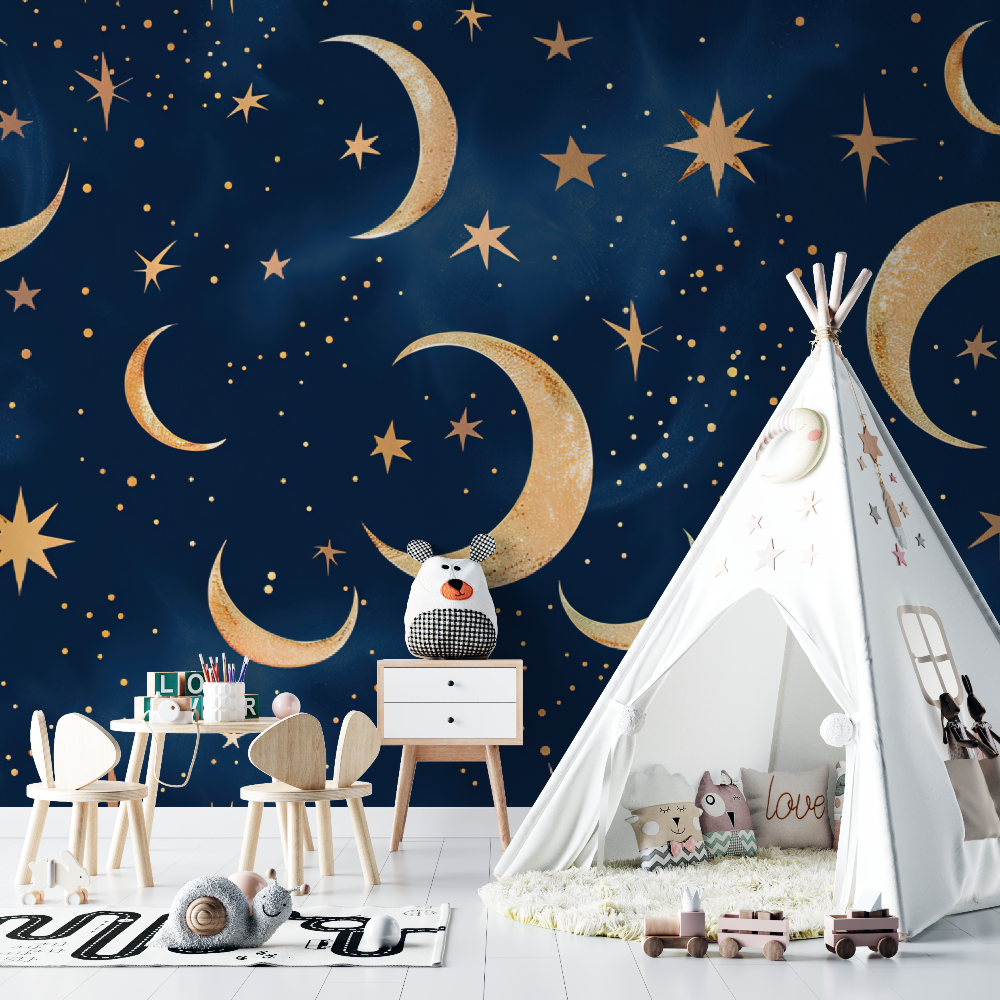 Papier-Malerei für Babys, Mond und Nacht – Kinderzimmer