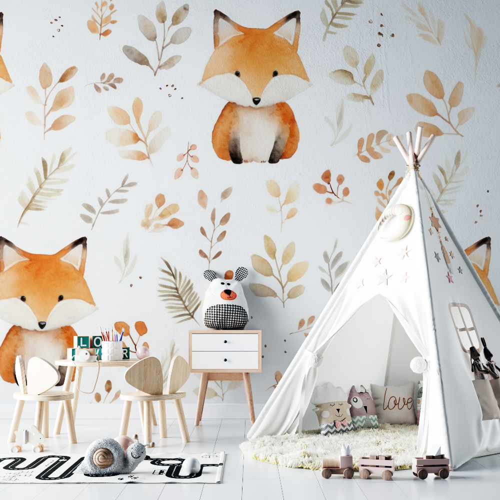 Fox Large Pattern Wallpaper | Murals Wallpaper