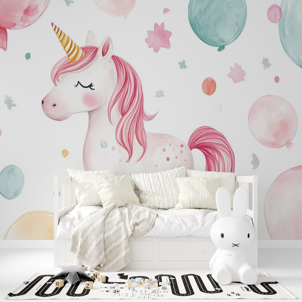 Unicorn Decor Wallpaper for Girls Balloon | Murals Wallpaper