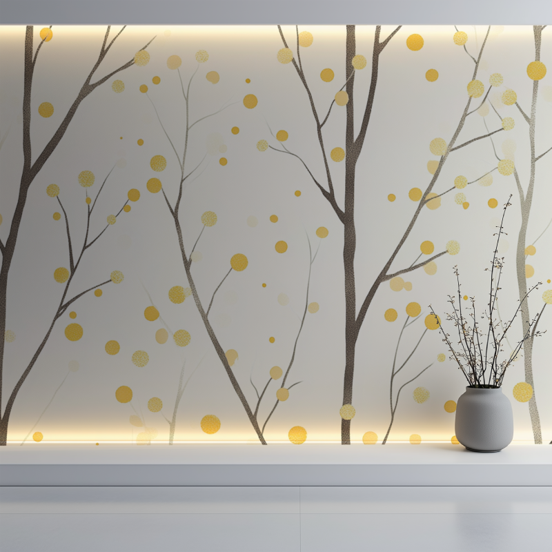 Yellow Polka Dot Tree Wallpaper | Murals Wallpaper