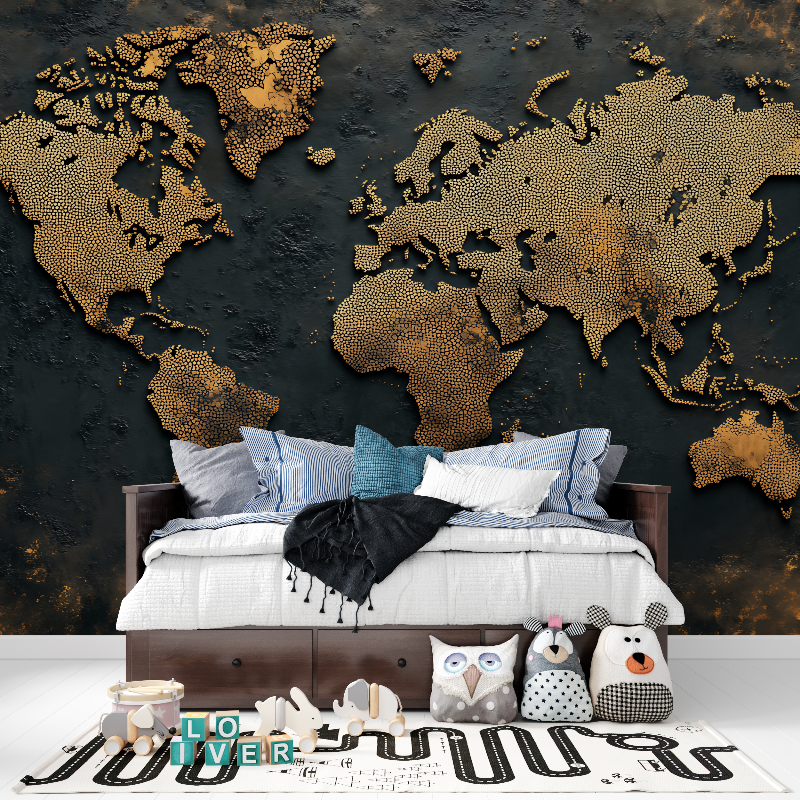 Papier peint panoramique carte du monde panoramique garcon