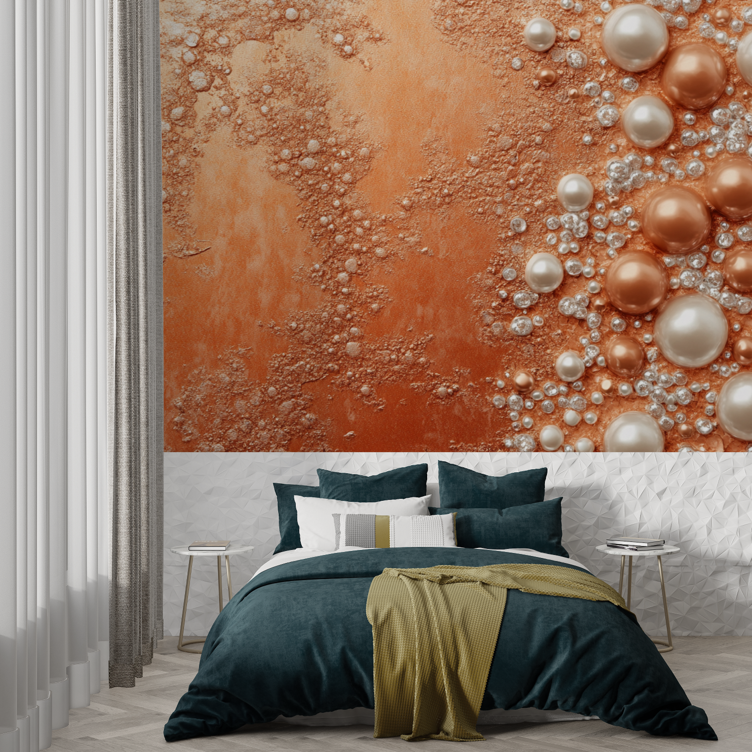 Terracotta Wallpaper with Pearlescent Beads | Murals Wallpaper